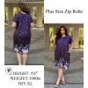 image:imageEkouaer Zipper Robes for Women Short Sleeves Knit Bathrobes Knee Length Soft Lace Trim Loungewear with Pockets S3XLFloral Purple