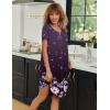 image:imageEkouaer Zipper Robes for Women Short Sleeves Knit Bathrobes Knee Length Soft Lace Trim Loungewear with Pockets S3XLFloral Purple