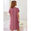 image:imageEkouaer Zipper Robes for Women Short Sleeves Knit Bathrobes Knee Length Soft Lace Trim Loungewear with Pockets S3XLGray Purple