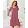 image:imageEkouaer Zipper Robes for Women Short Sleeves Knit Bathrobes Knee Length Soft Lace Trim Loungewear with Pockets S3XLGray Purple