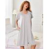 image:imageEkouaer Zipper Robes for Women Short Sleeves Knit Bathrobes Knee Length Soft Lace Trim Loungewear with Pockets S3XLLight Grey