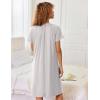 image:imageEkouaer Zipper Robes for Women Short Sleeves Knit Bathrobes Knee Length Soft Lace Trim Loungewear with Pockets S3XLLight Grey
