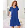 image:imageEkouaer Zipper Robes for Women Short Sleeves Knit Bathrobes Knee Length Soft Lace Trim Loungewear with Pockets S3XLNavy Blue