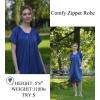 image:imageEkouaer Zipper Robes for Women Short Sleeves Knit Bathrobes Knee Length Soft Lace Trim Loungewear with Pockets S3XLNavy Blue