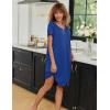 image:imageEkouaer Zipper Robes for Women Short Sleeves Knit Bathrobes Knee Length Soft Lace Trim Loungewear with Pockets S3XLNavy Blue