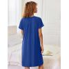 image:imageEkouaer Zipper Robes for Women Short Sleeves Knit Bathrobes Knee Length Soft Lace Trim Loungewear with Pockets S3XLNavy Blue