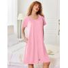 image:imageEkouaer Zipper Robes for Women Short Sleeves Knit Bathrobes Knee Length Soft Lace Trim Loungewear with Pockets S3XLPink