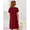 image:imageEkouaer Zipper Robes for Women Short Sleeves Knit Bathrobes Knee Length Soft Lace Trim Loungewear with Pockets S3XLWine Red