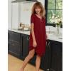 image:imageEkouaer Zipper Robes for Women Short Sleeves Knit Bathrobes Knee Length Soft Lace Trim Loungewear with Pockets S3XLWine Red