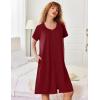 image:imageEkouaer Zipper Robes for Women Short Sleeves Knit Bathrobes Knee Length Soft Lace Trim Loungewear with Pockets S3XLWine Red