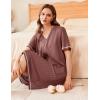 image:imageEkouaer Zipper Robes for Women Waffle Knit Bathrobes Short Lightweight Knee Length Loungewear with Pockets SXXLApurplish Red
