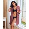 image:imageEkouaer Zipper Robes for Women Waffle Knit Bathrobes Short Lightweight Knee Length Loungewear with Pockets SXXLPurplish Red