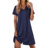 image:imageEKOUAER Women Zipper Robes Short Bathrobe Lightweight Mumu Duster House Coat with Pockets Soft Moo Moo NightgownNavy Blue