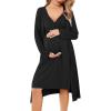 image:imageEkouaer Maternity Nursing Gown and Robe Set Labor Delivery Nursing Nightgowns for Breastfeeding Pregnancy ClothesBlack