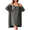 image:imageEkouaer Robe Sets for Women 2 Pieces Nightgown Long Sleeves Bathrobe Soft Sleepwear 2025 S2XLDark Gray
