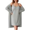 image:imageEkouaer Robe Sets for Women 2 Pieces Nightgown Long Sleeves Bathrobe Soft Sleepwear 2025 S2XLLight Grey