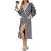 image:imageEkouaer Robes for Women Soft Long Bathrobe Lightweight Fleece Shawl Collar Spa Robe Cozy Sleepwear with Pockets SXXLDark GrayLight Gray