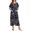 image:imageEkouaer Women Long House Coat Zipper Front Robes Full Length Nightgowns with Pockets Striped Loungewear S4XLYellow Leaves