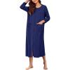image:imageEkouaer Women Robe Zippered 34 Sleeve Knit Bathrobe Soft Full Length Loungewear Robes with Pockets