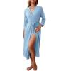 image:imageEkouaer Women Robes Long Knit Bathrobe Lightweight Soft Kimono Robes Casual Ladies Loungewear with PocketsLight Blue