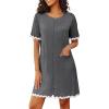 image:imageEkouaer Women Zip Up Robe Lightweight Housecoats with Pockets Knee Length Short Bathrobes Soft Nightgown S3XLDark Gray