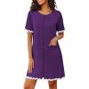 image:imageEkouaer Women Zip Up Robe Lightweight Housecoats with Pockets Knee Length Short Bathrobes Soft Nightgown S3XLPurple