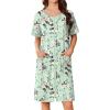 image:imageEkouaer Women Zip Up Robe Short Bathrobe Lightweight House Coats Floral Print House Dress with Pockets Nightgown S3XLAqua Multi