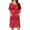 image:imageEkouaer Women Zip Up Robe Short Bathrobe Lightweight House Coats Floral Print House Dress with Pockets Nightgown S3XLRed Floral