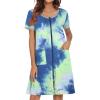 image:imageEkouaer Women Zipper Front House Coat Short Sleeves Robe Zip Up Bathrobes Short Nightgown with Pockets S3XLTie Dye Blue