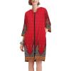 image:imageEkouaer Women Zipper Robe 34 Sleeve Nightgowns Lightweight Short Bathrobe with Pockets S3XLRed Leaves