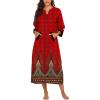 image:imageEkouaer Women Zipper Robe 34 Sleeves Loungewear Dress Full Length Sleepwear Pockets Housecoat Nightgown Long BathrobeStyle 1pat20