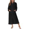 image:imageEkouaer Women Zipper Robe Fleece Long Sleeves Bathrobe Sleepwear Warm Soft Housecoat with Pockets Zip Up House DressesBlack