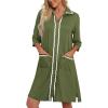 image:imageEkouaer Women Zipper Robe Lightweight House Coat Zipper Front Short Bathrobes Soft Nightgown with Pockets S3XLArmy Green