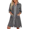 image:imageEkouaer Women Zipper Robe Lightweight House Coat Zipper Front Short Bathrobes Soft Nightgown with Pockets S3XLDark Grey