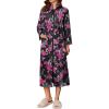 image:imageEkouaer Women Zipper Robe Long Sleeve House Coats Velour Robes Soft Bathrobe with Pockets Nightgown S3XLBlack Print