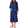 image:imageEkouaer Women Zipper Robe Long Sleeve House Coats Velour Robes Soft Bathrobe with Pockets Nightgown S3XLNavy Blue
