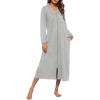 image:imageEkouaer Women Zipper Robe Long Sleeve Loungewear Lightweight Housecoat Full Length Nightgown with PocketsGray