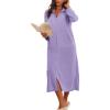 image:imageEkouaer Women Zipper Robe Long Sleeves House Coat Soft Bathrobe Sleepwear with Pockets Housecoat LoungewearLight Purple