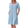 image:imageEkouaer Women Zipper Robe Short Sleeves House Coat Zipper Front Bathrobe Sleepwear with Pockets Housecoat NightgownLight Blue