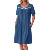 image:imageEkouaer Women Zipper Robe Short Sleeves House Coat Zipper Front Bathrobe Sleepwear with Pockets Housecoat NightgownNavy