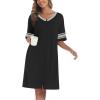 image:imageEkouaer Women Zipper Robe Short Striped Sleeves Lightweight Robes Color Block Bathrobe Soft Sleepwear with Pockets S3XLBlack