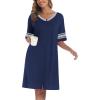 image:imageEkouaer Women Zipper Robe Short Striped Sleeves Lightweight Robes Color Block Bathrobe Soft Sleepwear with Pockets S3XLDeep Blue