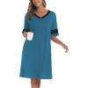image:imageEkouaer Women Zipper Robe Short Striped Sleeves Lightweight Robes Color Block Bathrobe Soft Sleepwear with Pockets S3XLLake Blue