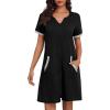image:imageEkouaer Women Zipper Robe Waffle Short Sleeve Bathrobes Lightweight Knee Length Housecoat with Pockets S3XLBlack