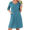 image:imageEkouaer Women Zipper Robes Knee Length Waffle Knit Bathrobe Lightweight House Coat with Pockets 34 Sleeves Loungewear S3XLDark Blue