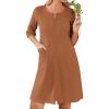 image:imageEkouaer Women Zipper Robes Knee Length Waffle Knit Bathrobe Lightweight House Coat with Pockets 34 Sleeves Loungewear S3XLDeep Khaki