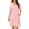 image:imageEkouaer Women Zipper Robes Short Sleeves Housecoat Lightweight Bathrobes Zip Up Robe Casual Nightgown with Pockets S2XLPink
