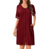 image:imageEkouaer Women Zipper Robes Short Sleeves Housecoat Lightweight Bathrobes Zip Up Robe Casual Nightgown with Pockets S2XLWine Red