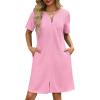 image:imageEkouaer Women Zipper Robes Waffle Short Bathrobe Lightweight House Coat with Pockets Soft Nightgown