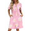 image:imageEkouaer Women Zipper Robes Waffle Short Bathrobe Lightweight House Coat with Pockets Soft Nightgown S3XLPink Floral